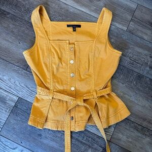 White House Black Market Goldenrod Tie-Waist Vest